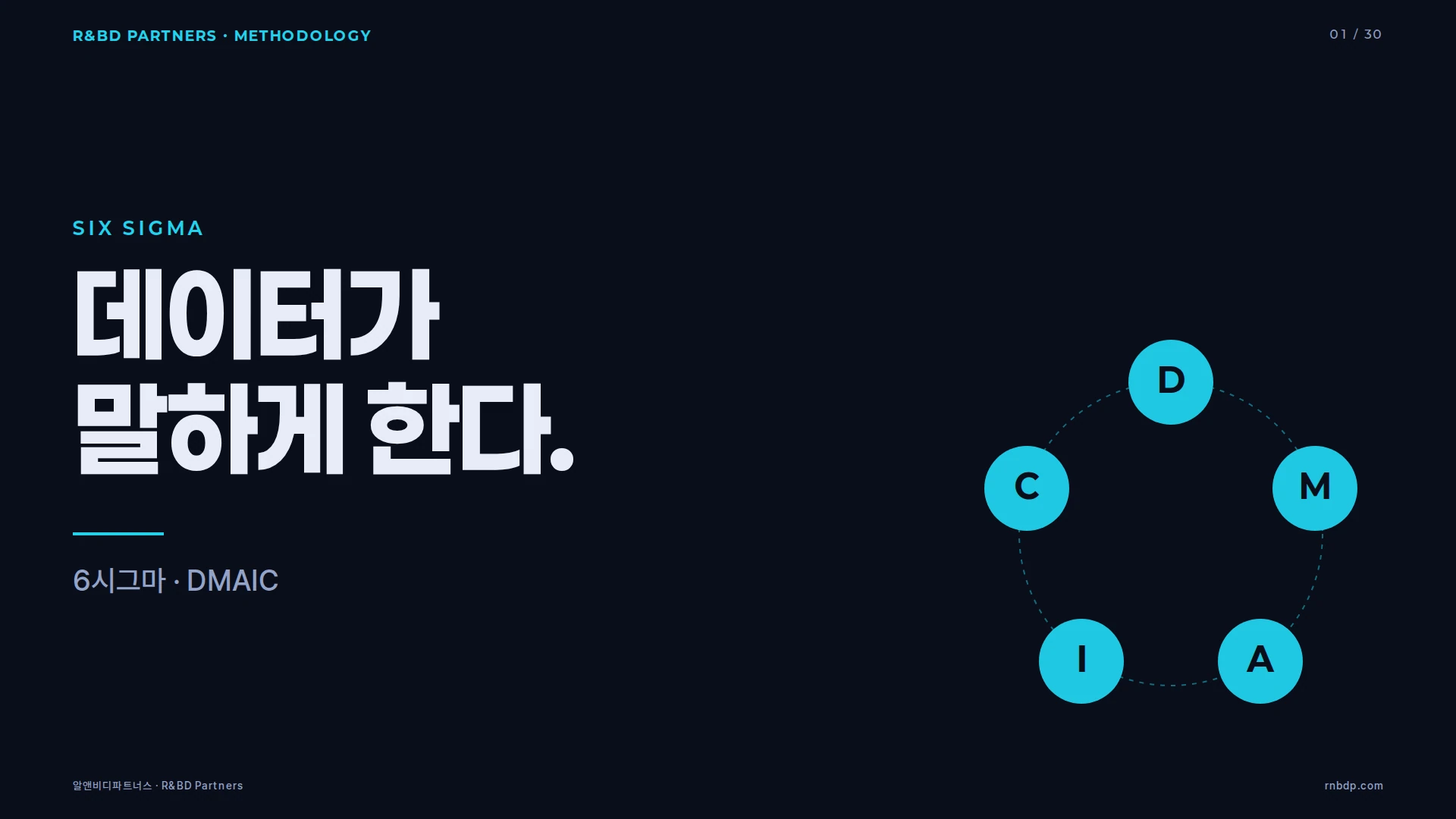 Six Sigma 방법론 커버 — DMAIC 순환 모티프